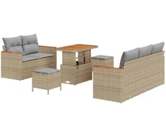 Lauko baldų komplektas Sodo Sofų Rinkinys 8 pcs Smėlio poliratanas