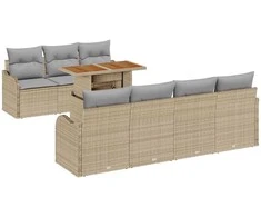 Lauko baldų komplektas Sodo Sofų Rinkinys su saugykla 8 pcs Smėlio Poli ratanas