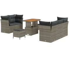Lauko baldų komplektas Sodo Sofų Rinkinys 8 pcs Pilka poliratanas