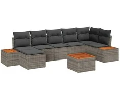 Sodo Sofų Rinkinys su pagalve 8 pcs Pilka Poliratanas