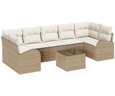Sodo Sofų Rinkinys 8 pcs Bežinė ir kreminė 289 x 124 x 69 cm