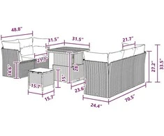 Sodo Sofų Rinkinys su pagalve su saugykla 8 pcs Juoda