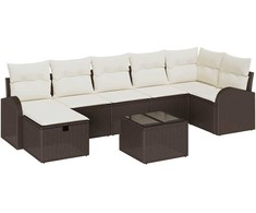 Lauko baldų komplektas Sodo Sofų Rinkinys su pagalve 8 pcs Ruda Poli ratanas