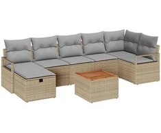 Lauko baldų komplektas Sodo Sofų Rinkinys su pagalve 8 pcs Smėlio poliratanas
