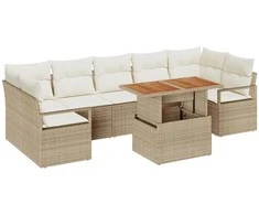 Sodo Sofų Rinkinys su pagalve 8 pcs Bežinė ir kreminė