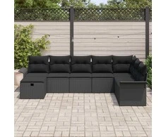 Sodo Sofų Rinkinys su pagalve 8 pcs Juoda poliratanas