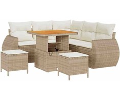 Lauko baldų komplektas Sodo Sofų Rinkinys 8 pcs Smėlio poliratanas