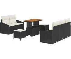 Sodo Sofų Rinkinys su pagalve 8 pcs Juoda ir kreminė