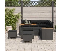 Lauko baldų komplektas Sodo Sofų Rinkinys 8 pcs Juoda poliratanas