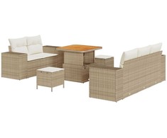 Sodo Sofų Rinkinys 8 pcs Smėlio poliratanas