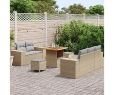 Sodo Sofų Rinkinys 8 pcs Bežinė ir šviesiai pilka Poli ratanas