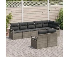 Lauko baldų komplektas Sofos komplektas 8 pcs Pilka poliratanas