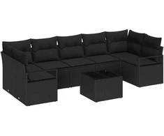 Sofos komplektas 8 pcs Juoda poliratanas