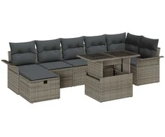 Lauko baldų komplektas Sodo Sofų Rinkinys su pagalve 8 pcs Pilka Poli ratanas
