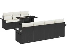 Sodo Sofų Rinkinys su pagalve 8 pcs Juoda Poli ratanas
