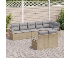 Lauko baldų komplektas Sofos komplektas 8 pcs Smėlio poliratanas