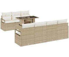 Sodo Sofų Rinkinys su saugykla 8 pcs Smėlio Poli ratanas