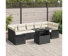 Sodo Sofų Rinkinys su pagalve 8 pcs Juoda Poli ratanas