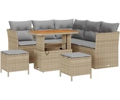 Sodo Sofų Rinkinys 8 pcs smėlio ir šviesiai pilkos spalvos