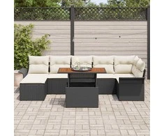 Sodo Sofų Rinkinys su saugykla 8 pcs Juoda Poli ratanas