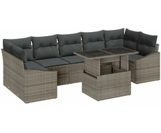 Lauko baldų komplektas Sodo Sofų Rinkinys su pagalve 8 pcs Pilka poliratanas