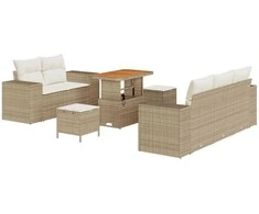 Sodo Sofų Rinkinys 8 pcs Bežinė ir kreminė Poli ratanas