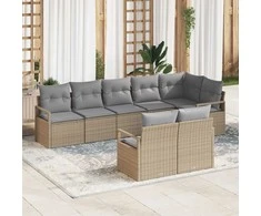 Lauko baldų komplektas Sofos komplektas 8 pcs Smėlio poliratanas