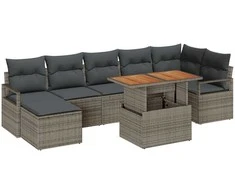 Sodo valgomojo komplektas su pagalve 8 pcs Pilka ir ruda