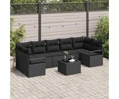 Sofos komplektas 8 pcs Juoda poliratanas