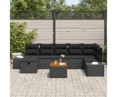 Lauko baldų komplektas Sodo Sofų Rinkinys su pagalve 8 pcs Juoda poliratanas