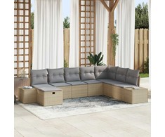 Sodo Sofų Rinkinys 8 pcs Smėlio 55 x 62 x 69 cm Poli ratanas