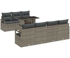 Sodo Sofų Rinkinys su saugykla 8 pcs Pilka poliratanas