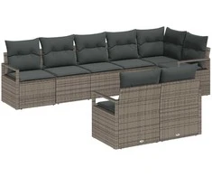 Lauko baldų komplektas Sofos komplektas 8 pcs Pilka poliratanas
