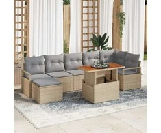 Sodo valgomojo komplektas su pagalve 8 pcs Bežinė ir pilka