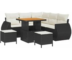 Sodo Sofų Rinkinys 8 pcs Juoda ir kreminė poliratanas