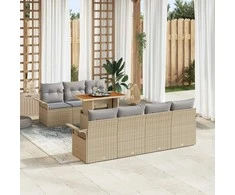 Sodo Sofų Rinkinys 8 pcs smėlio ir šviesiai pilkos spalvos