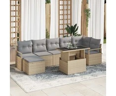 Sodo Sofų Rinkinys 8 pcs smėlio ir šviesiai pilkos spalvos