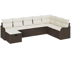 Lauko baldų komplektas Sodo Sofų Rinkinys su pagalve 8 pcs Ruda Poli ratanas