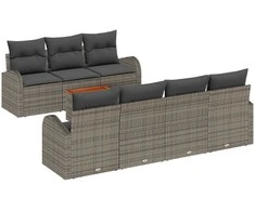 Lauko baldų komplektas Sodo Sofų Rinkinys su saugykla 8 pcs Pilka poliratanas