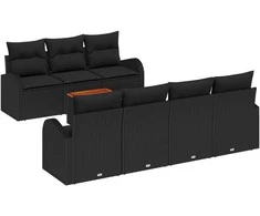 Lauko baldų komplektas Sodo Sofų Rinkinys su saugykla 8 pcs Juoda poliratanas