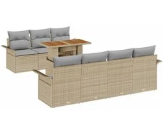 Sodo Sofų Rinkinys 8 pcs smėlio ir šviesiai pilkos spalvos