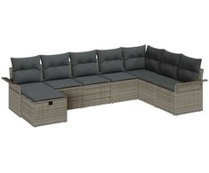 Sodo Sofų Rinkinys su pagalve 8 pcs Pilka poliratanas