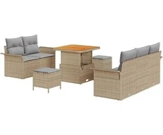 Sodo Sofų Rinkinys su pagalve 8 pcs Bežinė ir šviesiai pilka