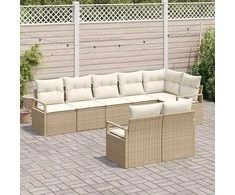 Lauko baldų komplektas Sofos komplektas 8 pcs Smėlio poliratanas