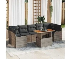 Lauko baldų komplektas Sodo Sofų Rinkinys su saugykla 8 pcs Pilka Poli ratanas