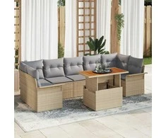Sodo Sofų Rinkinys 8 pcs smėlio ir šviesiai pilkos spalvos