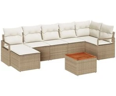 Sodo Sofų Rinkinys su pagalve 8 pcs Smėlio poliratanas