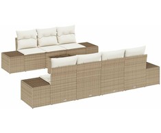 Lauko baldų komplektas Sodo Sofų Rinkinys su pagalve 8 pcs Smėlio poliratanas