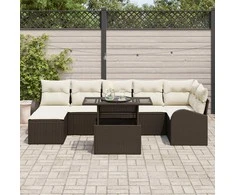 Sodo Sofų Rinkinys su pagalve 8 pcs Ruda ir kreminė