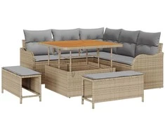 Sodo Sofų Rinkinys su pagalve 8 pcs Bežinė ir šviesiai pilka